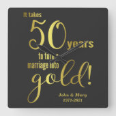 50周年結婚記念日 スクエア壁時計 (正面)