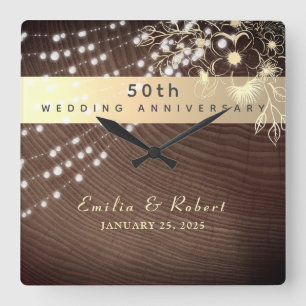 50周年結婚記念日 スクエア壁時計