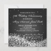 50周年結婚記念日 スパーキングウェーブ ブラック 招待状 (裏面)