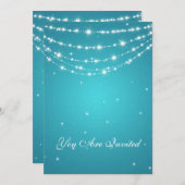 50周年結婚記念日 スパークリング チェーン ブルー 招待状 (正面/裏面)