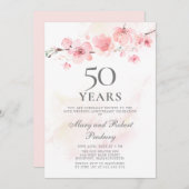 50周年結婚記念日 ピンクの桜 招待状 (正面/裏面)