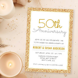 50周年結婚記念日 フェイクゴールドグリッター 招待状