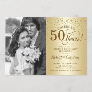 50周年結婚記念日 フォト付き - ゴールド 招待状