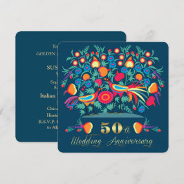 50周年結婚記念日 フォークアート 招待状