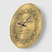 50周年結婚記念日 ブラックマンダラ ゴールド ラージ壁時計 (傾斜)