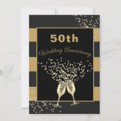 50周年結婚記念日 ブラック ゴールド シック エレガント 招待状 (正面)