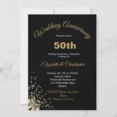 50周年結婚記念日 ブラック ゴールド シック エレガント 招待状 (裏面)