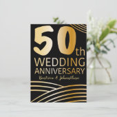 50周年結婚記念日 ブラック＆ゴールド フォト 招待状 (スタンド正面)