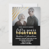 50周年結婚記念日 ブラック＆ゴールド フォト 招待状 (裏面)