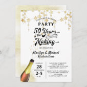 50周年結婚記念日 レトロ 年月を重ねて 招待状 (正面/裏面)