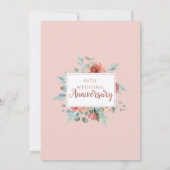 50周年結婚記念日、ローズゴールド、ミントフラワーリング 招待状 (裏面)