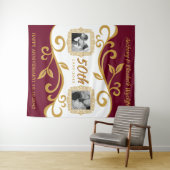 50周年結婚記念日 写真を追加 赤金 タペストリー (インサイチュ(横))