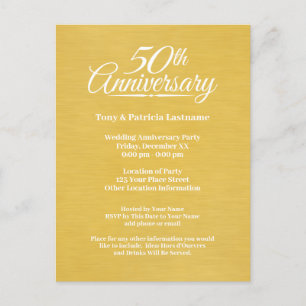 50周年結婚記念日 大判 ゴールド ポストカード