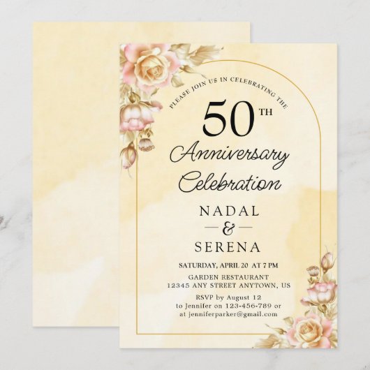 50周年結婚記念日 招待状 (正面/裏面)