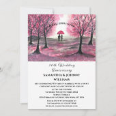 50周年結婚記念日 春のカップル ピンクの森 招待状 (正面)