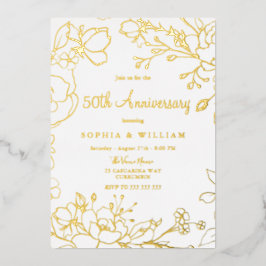 50周年結婚記念日 本物の金 箔招待状