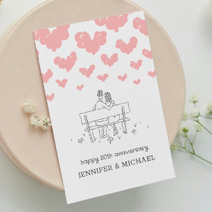 50周年結婚記念日 結婚したカップル ハート ポストカード