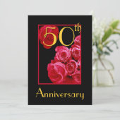 50周年結婚記念日 赤いバラ 招待状 (スタンド正面)