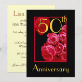 50周年結婚記念日 赤いバラ 招待状 (正面/裏面)