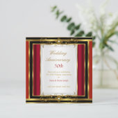 50周年結婚記念日 赤 ゴールド ブラック ホワイト 招待状 (スタンド正面)