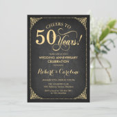 50周年結婚記念日 - 黒板 ゴールド 招待状 (スタンド正面)