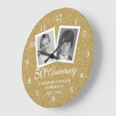 50周年結婚記念日 2 幼少期の写真 ラージ壁時計 (傾斜)