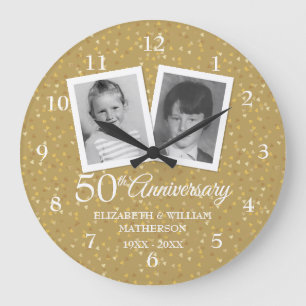 50周年結婚記念日 2 幼少期の写真 ラージ壁時計