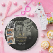 50周年結婚記念日 5枚の写真コラージュ ペーパープレート (パーティー)