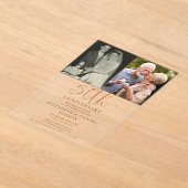 50周年結婚記念日　Then And Now 2枚の写真 アクリル招待状 (レイダウン)