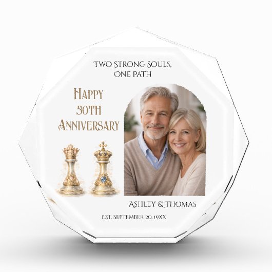 50周年結婚記念王と女王のギフト記念品 フォトブロック (正面)