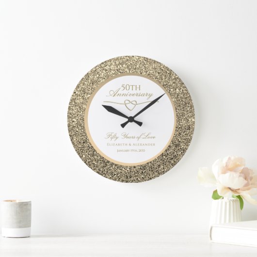 50周年結婚記念贈パーソナライズされたり物 ラージ壁時計 (ホーム)
