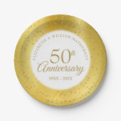 50周年結婚記念金ゴールド粉じん箔 ペーパープレート (正面)