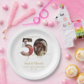 50周年結婚記念 ゴールド2写真 ペーパープレート (パーティー)