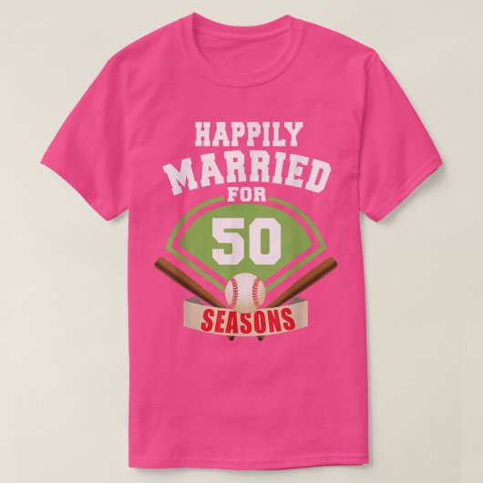 50周年結婚野球カップル  Tシャツ (デザイン正面)