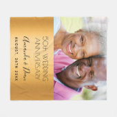 50周年結婚金ゴールドカスタム写真 フリースブランケット (正面(横))