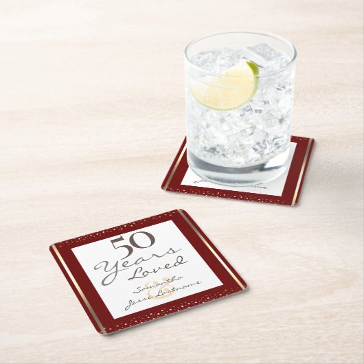 50周年結婚金ゴールドスエレガントクエア スクエアペーパーコースター (インサイチュ)