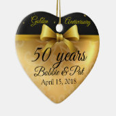 50周年結婚金ゴールドハート写真オーナメント セラミックオーナメント (右)