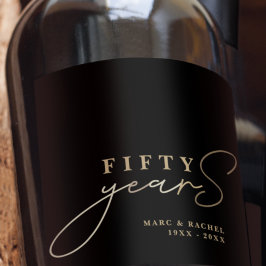 50周年結婚金ゴールドブラックギフト ワインラベル