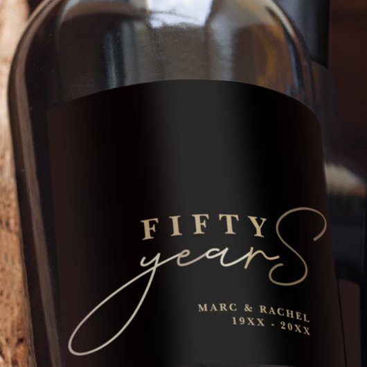 50周年結婚金ゴールドブラックギフト ワインラベル