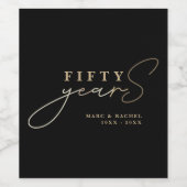 50周年結婚金ゴールドブラックギフト ワインラベル (シングルラベル)