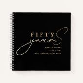 50周年結婚金ゴールドブラックゲストブック ノートブック (正面)