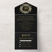 50周年結婚金ゴールドブラックモダン オールインワン招待状 (内側)