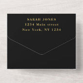 50周年結婚金ゴールドブラックモダン オールインワン招待状 (裏面)