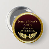 50周年結婚金ゴールドメダル 缶バッジ (正面&裏面)