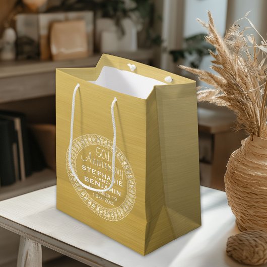 50周年結婚金ゴールド スモールペーパーバッグ