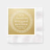 50周年結婚金ゴールド 縁ありカクテルナプキン (正面)