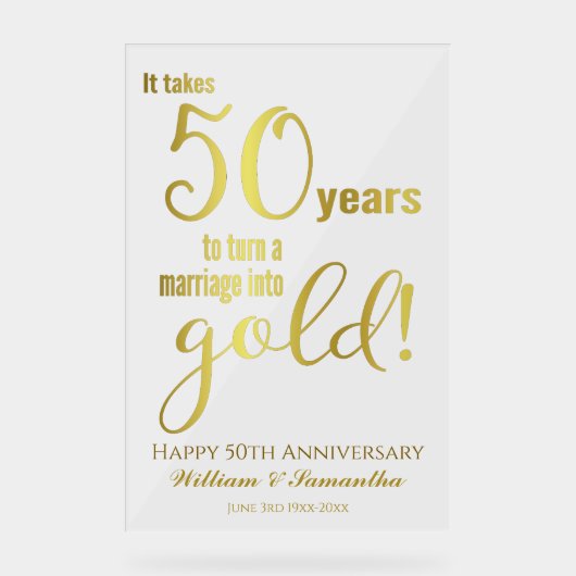 50周年結婚 アクリルサイン (正面)
