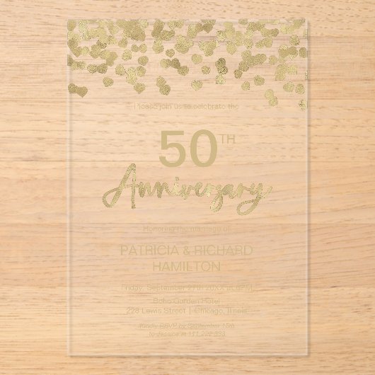 50周年結婚 アクリル招待状 (正面)