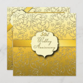 50周年結婚 – ゴールデン 招待状 (正面/裏面)