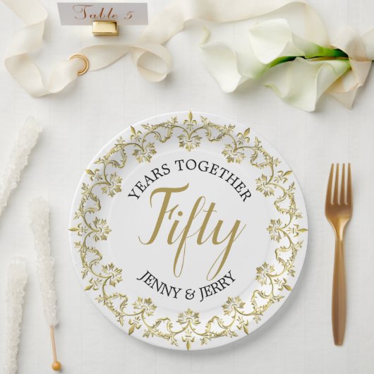 50周年結婚 ペーパープレート (ウェディング)